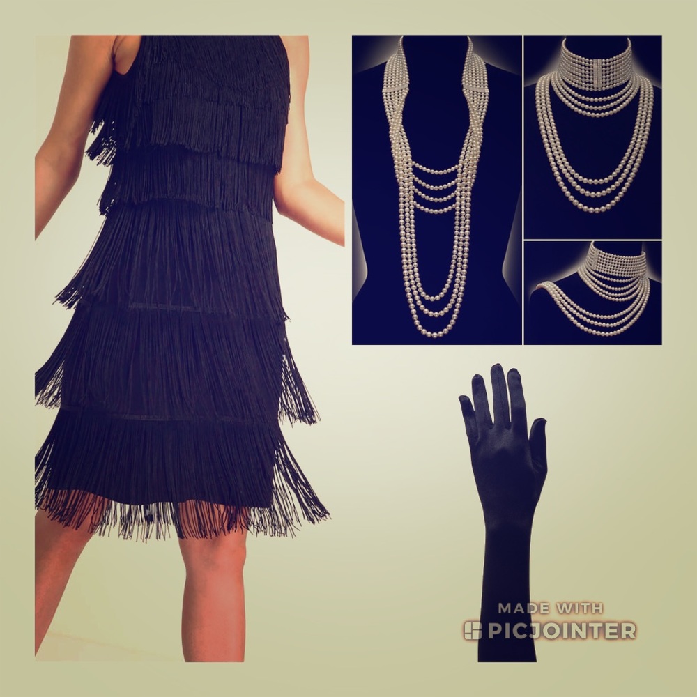 Black fringe flapper dress